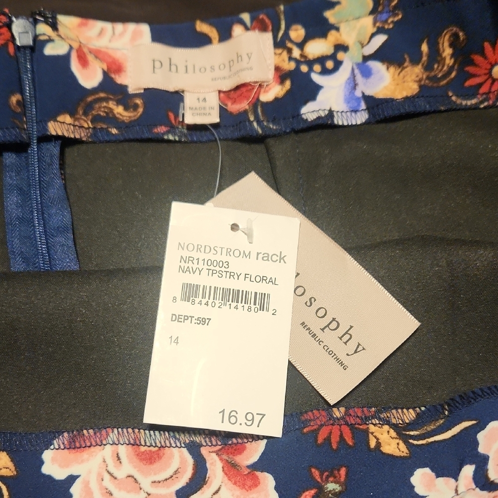 Philosophy Navy Floral Pencil Skirt